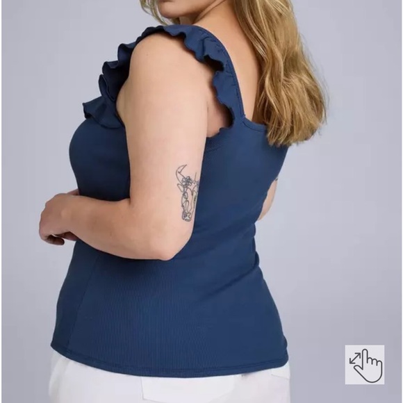 NWT Ruffled Square Neck Tank - Picture 2 of 4